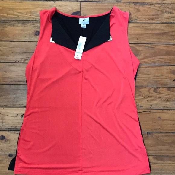 NWT Worthington red/black sleeveless blouse - Picture 2 of 6